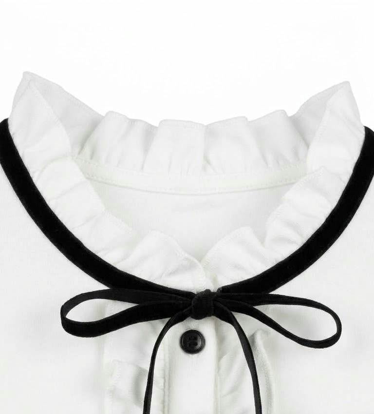 T-shirt Maniche Lunghe con Rouches Ragazza Avorio Alice Pi