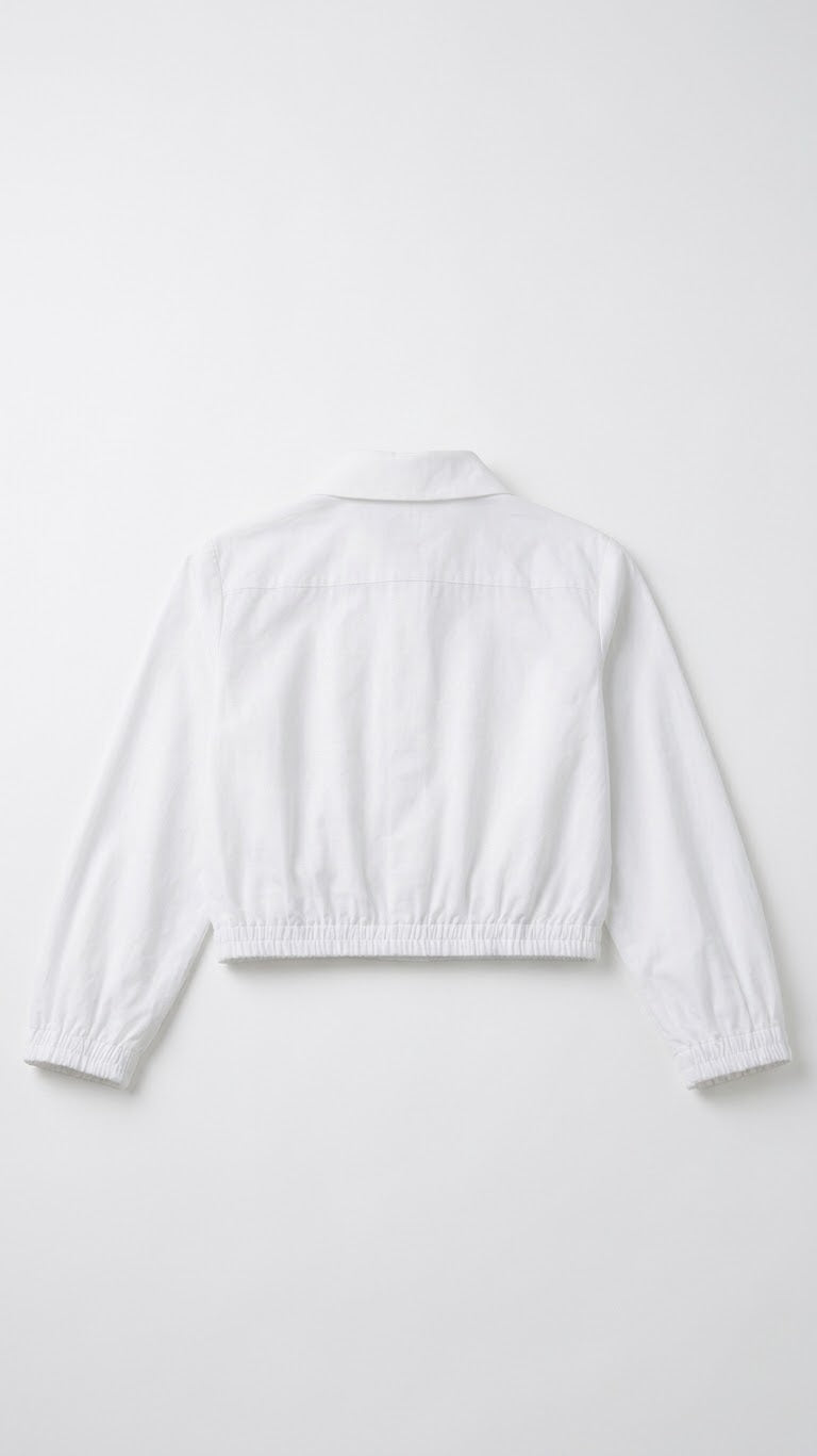 Camicia Cropped con Elasticatura agli Orli Ragazza Avorio Alice Pi