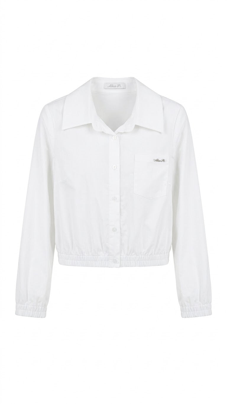 Camicia Cropped con Elasticatura agli Orli Ragazza Avorio Alice Pi