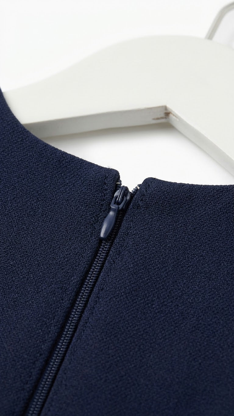 Abito a Trapezio in Punto Milano con Applicazione Strass Neonata Blu Alice Pi