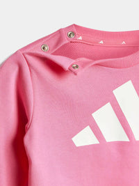 Tuta Rosa Garzata Adidas con Logo Frontale - Neonata