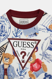 Felpa in Cotone con Orsetto e Logo Guess - Neonato