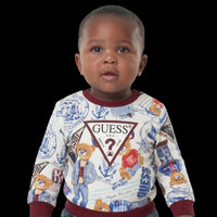 Felpa in Cotone con Orsetto e Logo Guess - Neonato