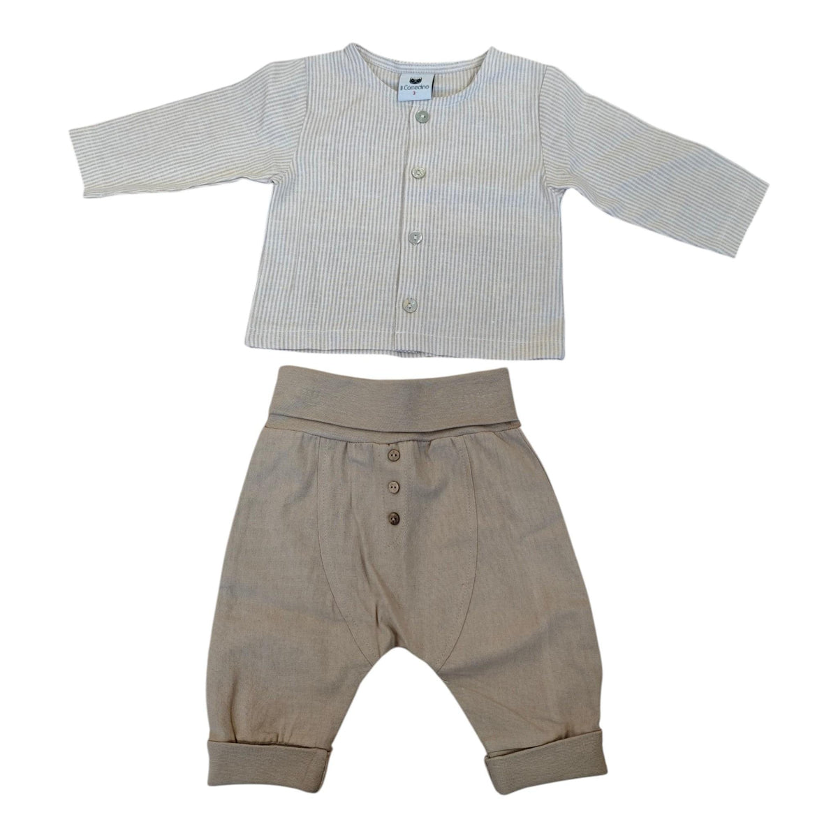 Completo 2 Pezzi in Lino Pantalone + Camicia Corredino - Neonato