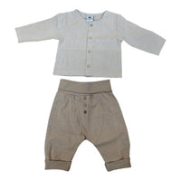 Completo 2 Pezzi in Lino Pantalone + Camicia Corredino - Neonato