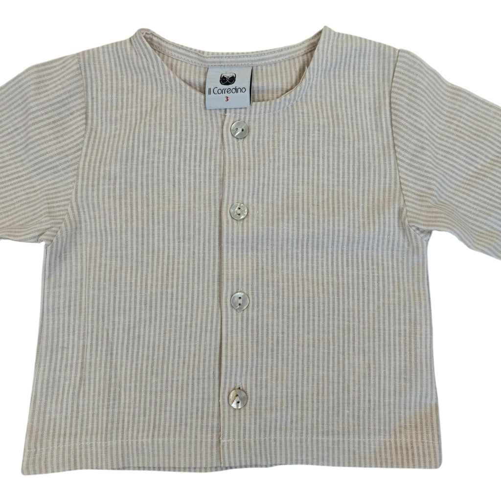 Completo 2 Pezzi in Lino Pantalone + Camicia Corredino - Neonato