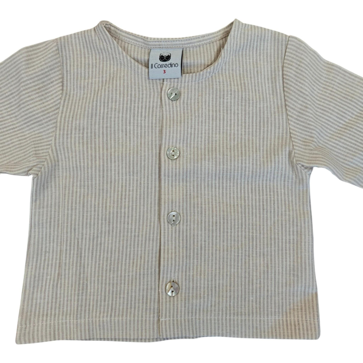 Completo 2 Pezzi in Lino Pantalone + Camicia Corredino - Neonato
