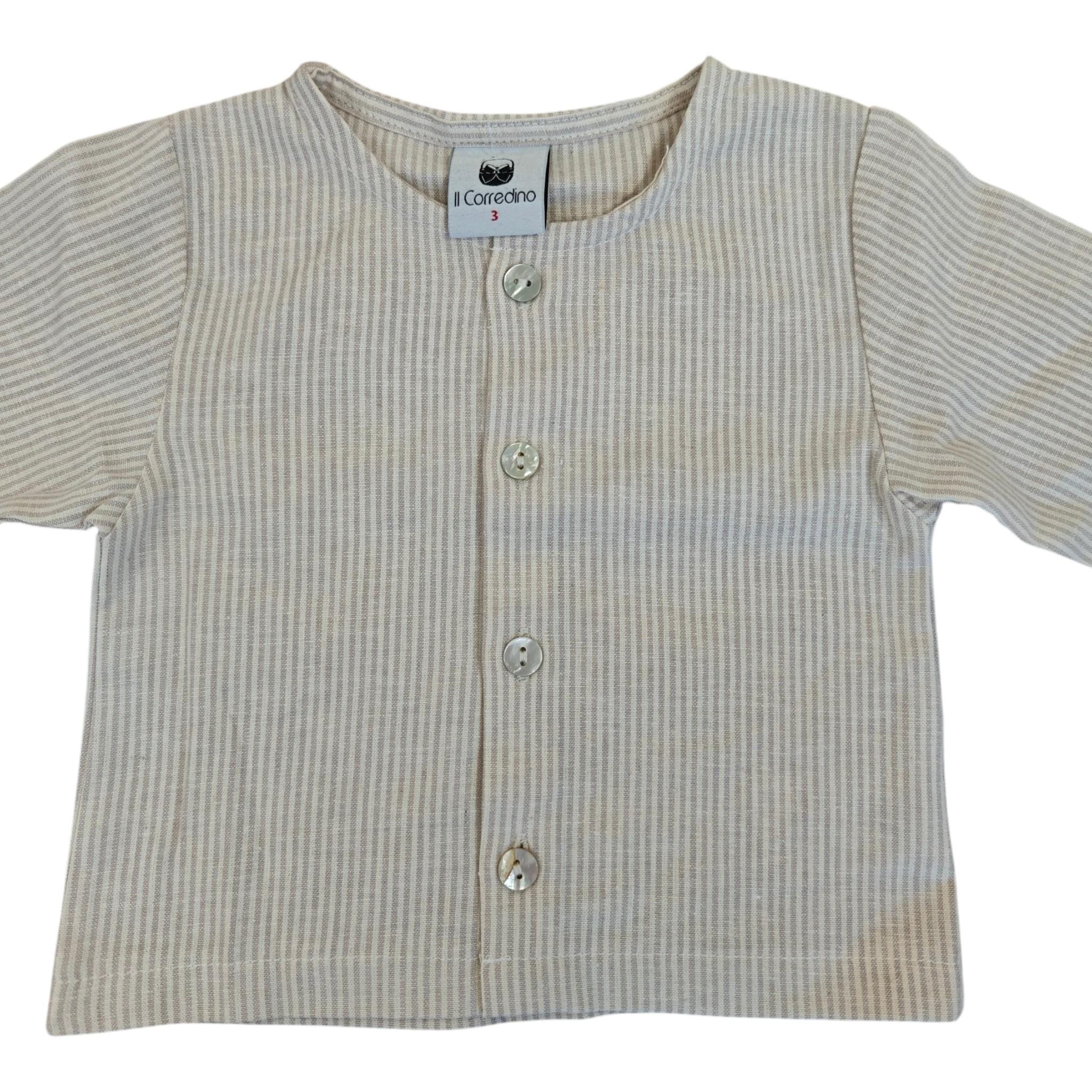 Completo 2 Pezzi in Lino Pantalone + Camicia Corredino - Neonato