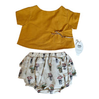 Completo 2 Pezzi Blusa+ Coulotte in Lino Corredino - Neonata