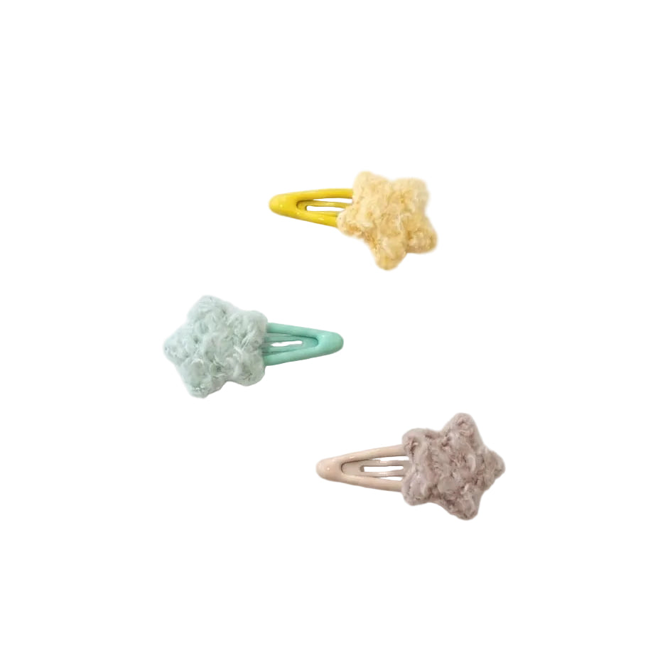 Confezione da 3 Fermagli per Capelli con Piccole Stelle Pelose Siena