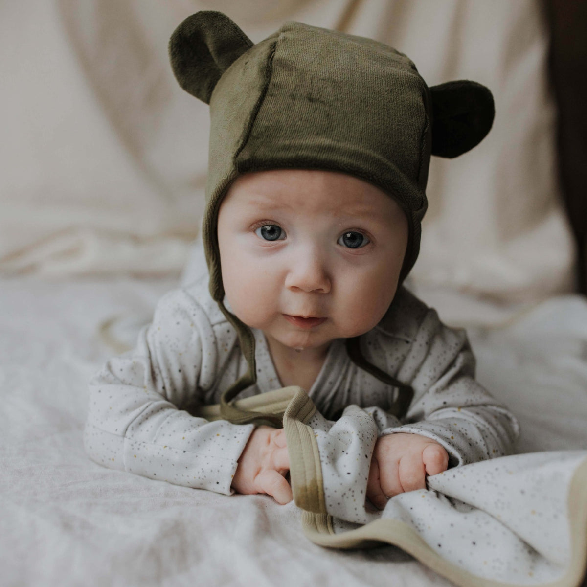 Cappello in Velluto con Orecchie Wooly Organic - Neonati