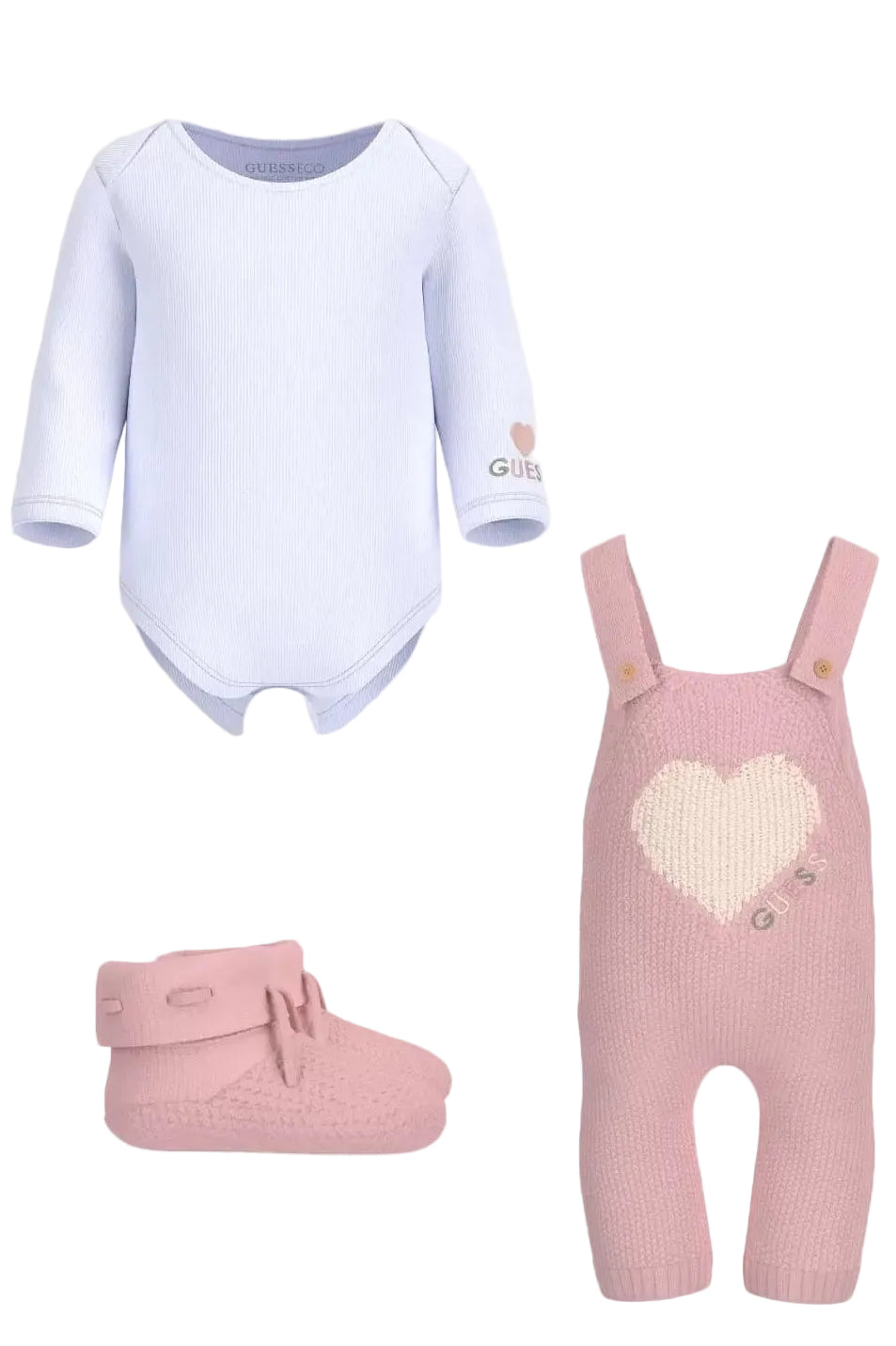 Set 3Pz Bimba Guess Salopette + Body e Babucce in Maglia
