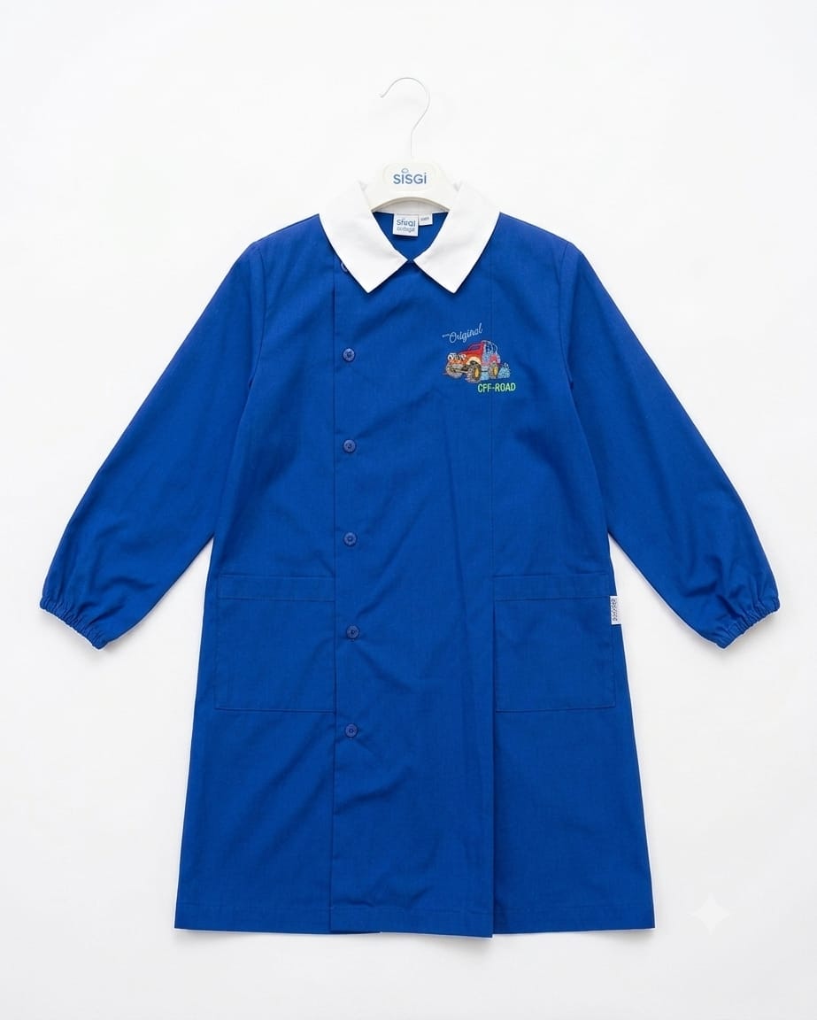 Grembiule Bottoni Scuola Maschio con Ricamo Off-road - Ragazzo
