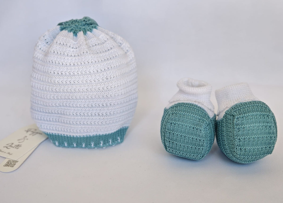 Set Cappellino + Scarpette in Filo Pappa & Latte - Neonata