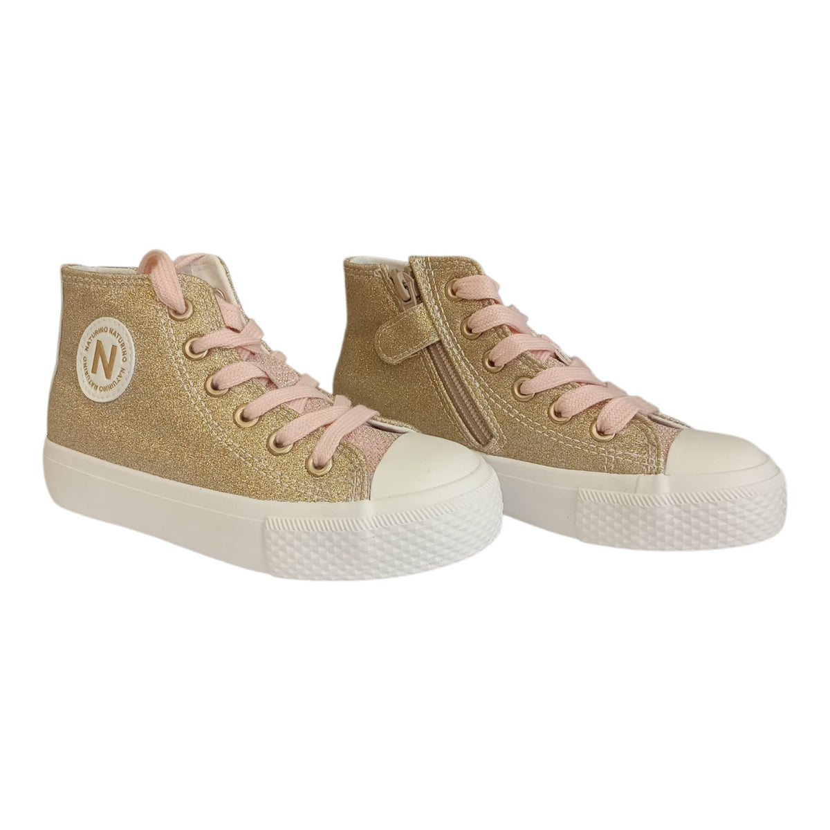 Scarpe Naturino Ylfas. Glitter/glitter Fabric Platinum-cipria - Bambina