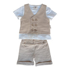 Completo 3 Pezzi T-shirt+gilet+pantaloncino Corredino - Neonato