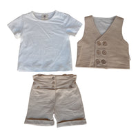 Completo 3 Pezzi T-shirt+gilet+pantaloncino Corredino - Neonato