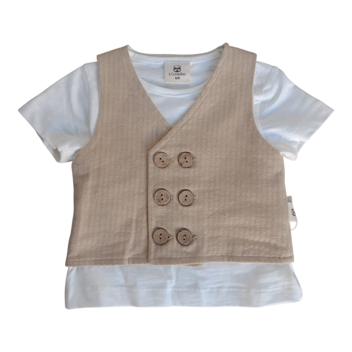 Completo 3 Pezzi T-shirt+gilet+pantaloncino Corredino - Neonato
