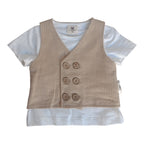 Completo 3 Pezzi T-shirt+gilet+pantaloncino Corredino - Neonato