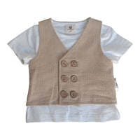 Completo 3 Pezzi T-shirt+gilet+pantaloncino Corredino - Neonato