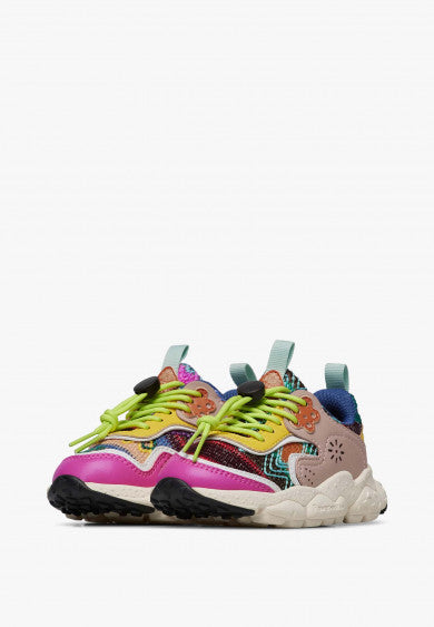 Scarpe Doi Junior. E-calf/knitted Art Fuchsia-taupe-zucca-multi Flower Mountain