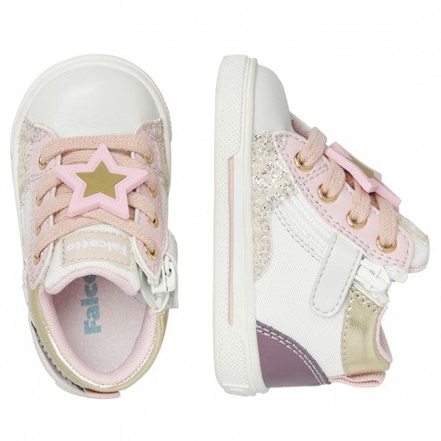 Falcotto Shin Zip. Whitw-pink-platinum