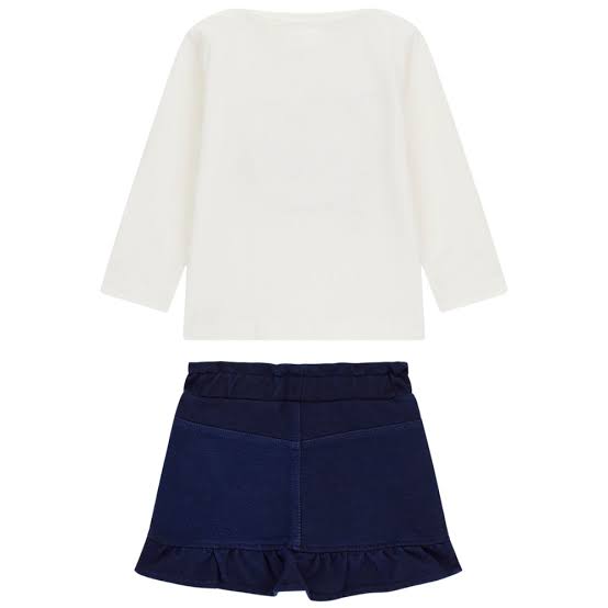 Set Ls T-shirt+knitdenim Skirt Guess - Neonata