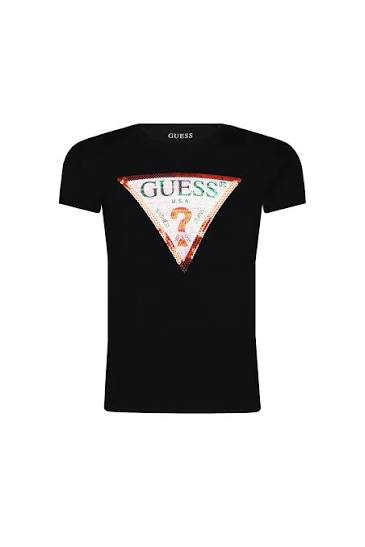 T-shirt Manica Corta con Logo Guess Paiettato Bambina
