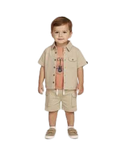Completo Dirkje 3 Pezzi T-shirt+ Camicia+ Pantaloncino - Neonato