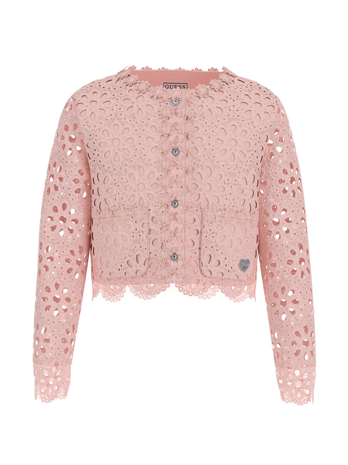 Lace Ls Blazer_cerem Giacchino Traforato Rosa Cipria Guess - Bambina