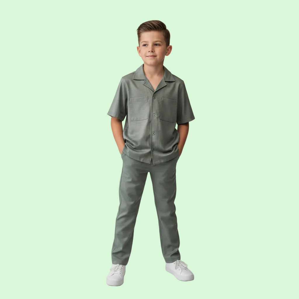 COMPLETO MANUELL & FRANK GIACCA-CAMICIA MANICHE CORTE E PANTALONE RAGAZZO