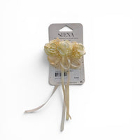 Fermaglio Fiori Cora Nebbiolina e Nastro Bianco Siena