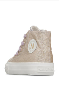 Scarpe Naturino Ylfas. Glitter/glitter Fabric Platinum-cipria - Bambina