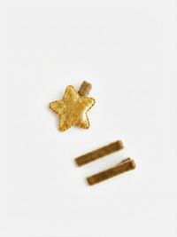 Confezione con 1 Fermaglio per Capelli a Stella Glitterata + 2 Fermagli per Cape