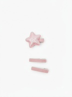 Confezione con 1 Fermaglio per Capelli a Stella Glitterata + 2 Fermagli per Capelli in Velluto