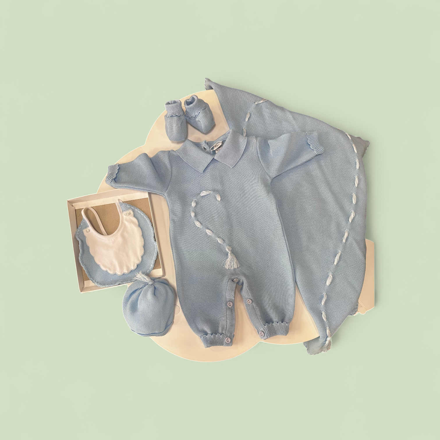 CORREDINO PAPPA & LATTE IN FILO COMPOSTO DA COPERTINA+TUTINA+CAPPELLINO+BABBUCCE+BAVETTA
