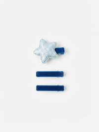 Confezione con 1 Fermaglio per Capelli a Stella Glitterata + 2 Fermagli per Cape