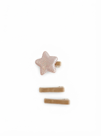 Confezione con 1 Fermaglio per Capelli a Stella Glitterata + 2 Fermagli per Cape