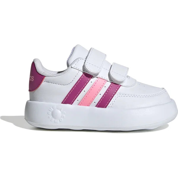 Scarpa Bianca Adidas Breaknet con Strappi e Strisce Rosa- Bambina