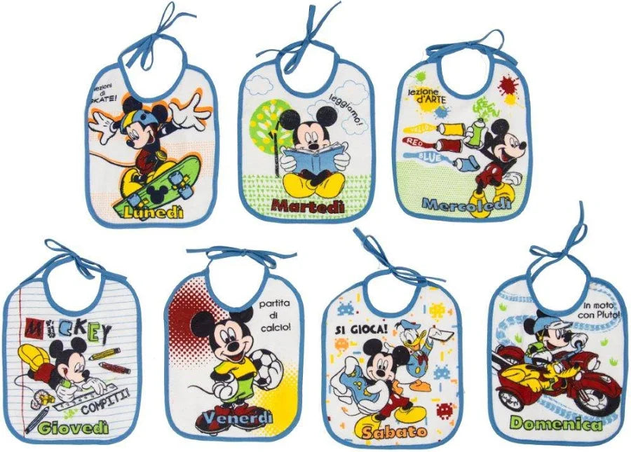 Set 7 Bavette con Laccetto Settimana Bimbo Disney Topolino
