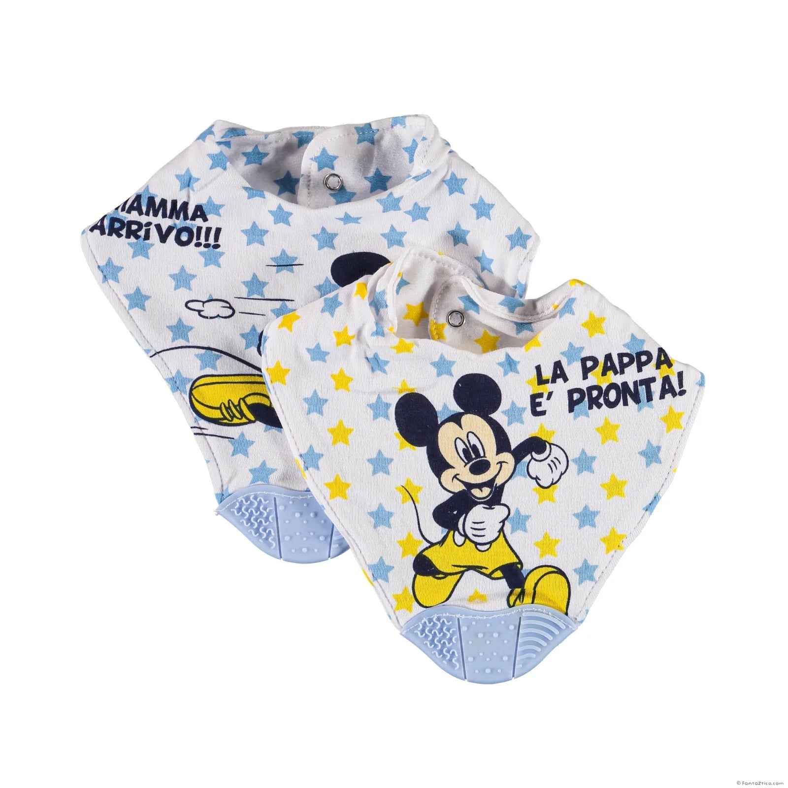 2 Bavaglini Plastificati con Tasca Disney Topolino